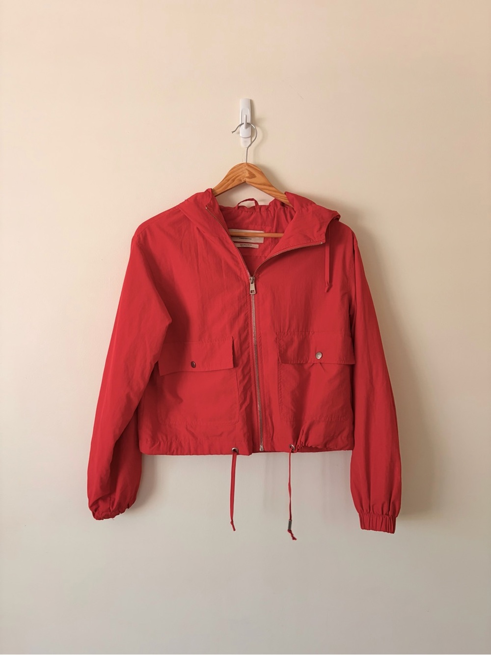 Pull&Bear Tomato Red Hooded Bomber Jacket